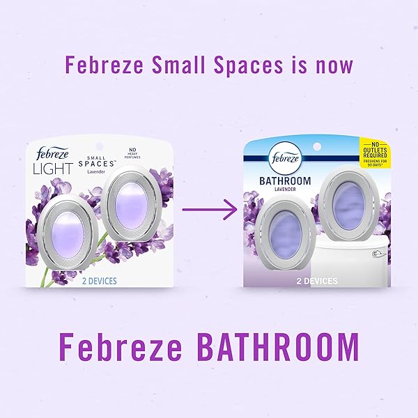 FEBREZE SMALL SPACES AIR FRESHENER, ODOR-FIGHTING, PLUG-IN ALTERNATIVE, AIR FRESHENERS FOR HOME AND BATHROOM AND KITCHEN, CLOSET AIR FRESHENERS, LIGHT LAVENDER SCENT, 2 COUNT