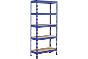 Yaheetech 5-Tier Industrial Storage Rack, Heavy Duty Garage Shelving Units, Blue, 70 x 30 x 150 cm