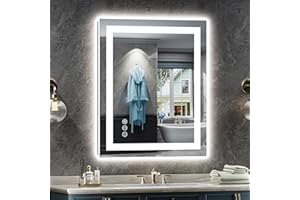BRIIVUE 24"x32" LED Bathroom Mirror with Lights, Backlit & Front Lit, Anti-Fog Lighted Bathroom Vanity Mirror for Wall, Memory Function, Dimmable, HD Tempered Glass, Shatter-Proof