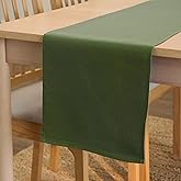 Encasa XO Table Runner 13"x72" Long | Cotton Canvas Fabric | Leaf Green Solid Color | Machine Washable & Durable