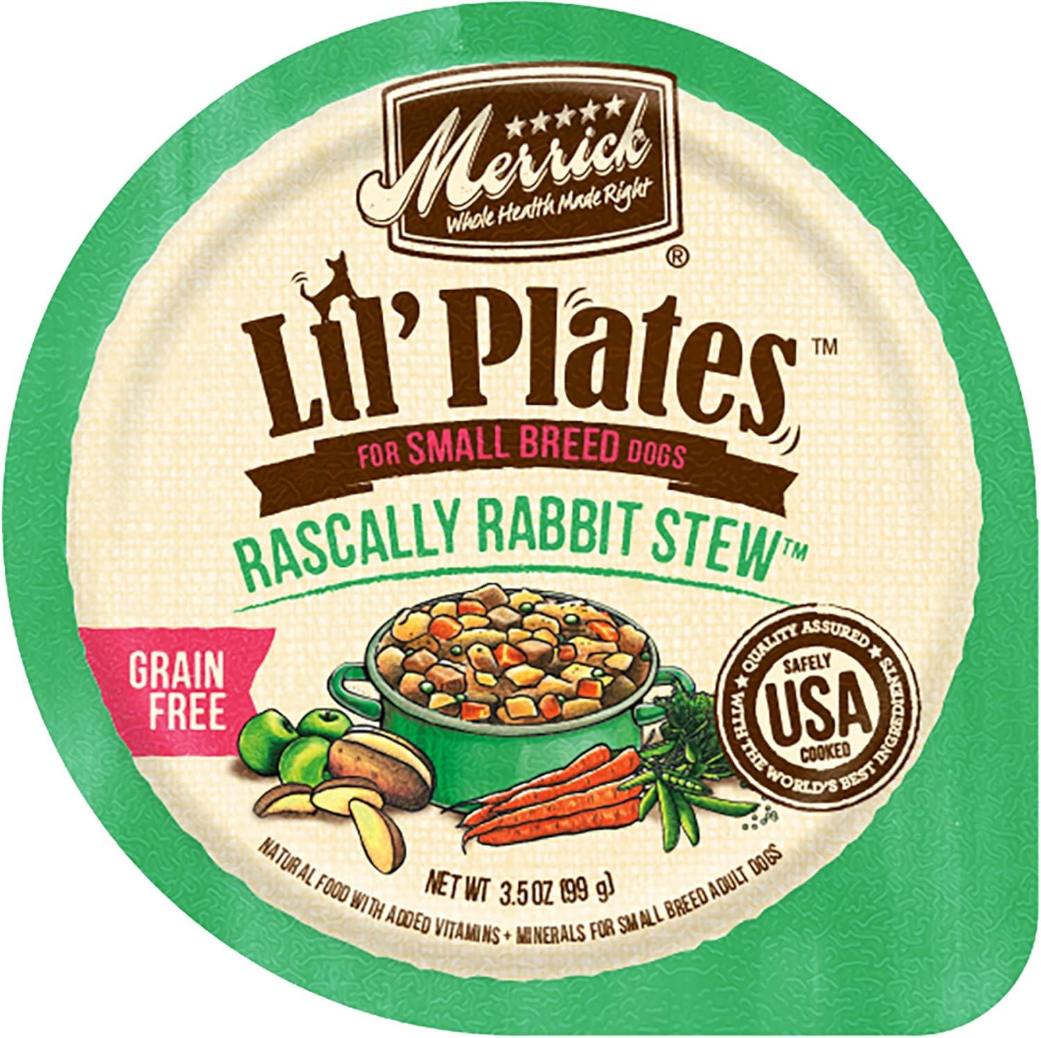Merrick Lil' Plates Grain Free Small Breed Wet Dog Food Rascally Rabbit Stew - (12) 3.5 oz Tubs