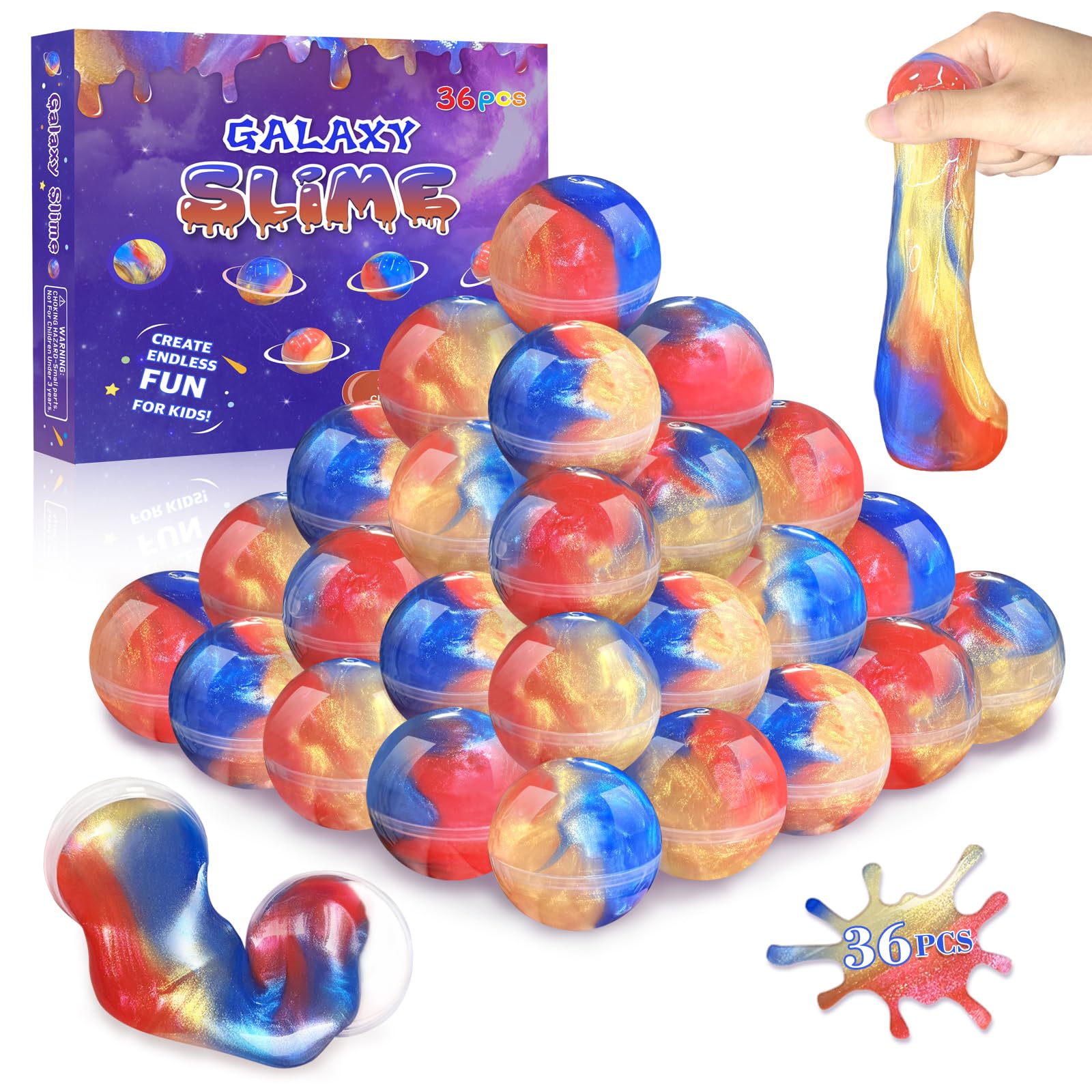 Photo 1 of 36 Pack Galaxy Slime Party Favors for Kids Glitter Slime Ball Bulk Stretchy Non-Sticky DIY Stress Relief Putty Toy Christmas Holiday Birthday Goodie Bag Stuffer Classroom Reward for Girls Boys