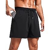 CRZ YOGA Mens Texture Training Shorts 5" - Side Split Quick Dry Lightweight for Workout Running with Zipper Pocket