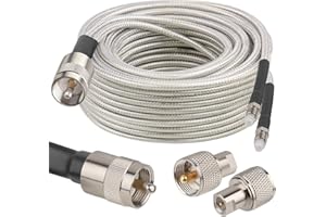 MOOKEERF Dual CB Antenna Coax Cable 35FT,Low Loss RG8X Stranded Core CB Coax Cable with PL-259 and FME/PL259 Male Connector -