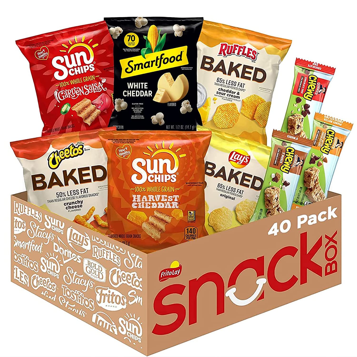Frito-Lay Snack Time Favorites with Baked, Smartfood, Sunchips and Quaker Chewy Granola Bars Variety Pack, (Pack of 40) Image