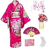 Kimonos for Women Japanese Dress Yukata Geisha Costume Fancy Robe Anime Cosplay Maid Outfit Mask Hand Fan Socks Set