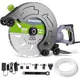 WORKPRO 16-Inch Wet Concrete Saw, 6.69-Inch Cutting Depth | 3100RPM Motor, Water Attachment Included, Ideal for Concrete Cutting, Foundation, House and Courtyard Renovation Projects