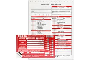 QEQANAZO 10Pack DOT Inspection Forms and Stickers – FMCSA Annual Inspection Sticker, DOT Annual Inspection Forms and Stickers, 3-Ply Carbonless Forms, and FMCSA DOT Permanent Aluminum Adhesive Decals.