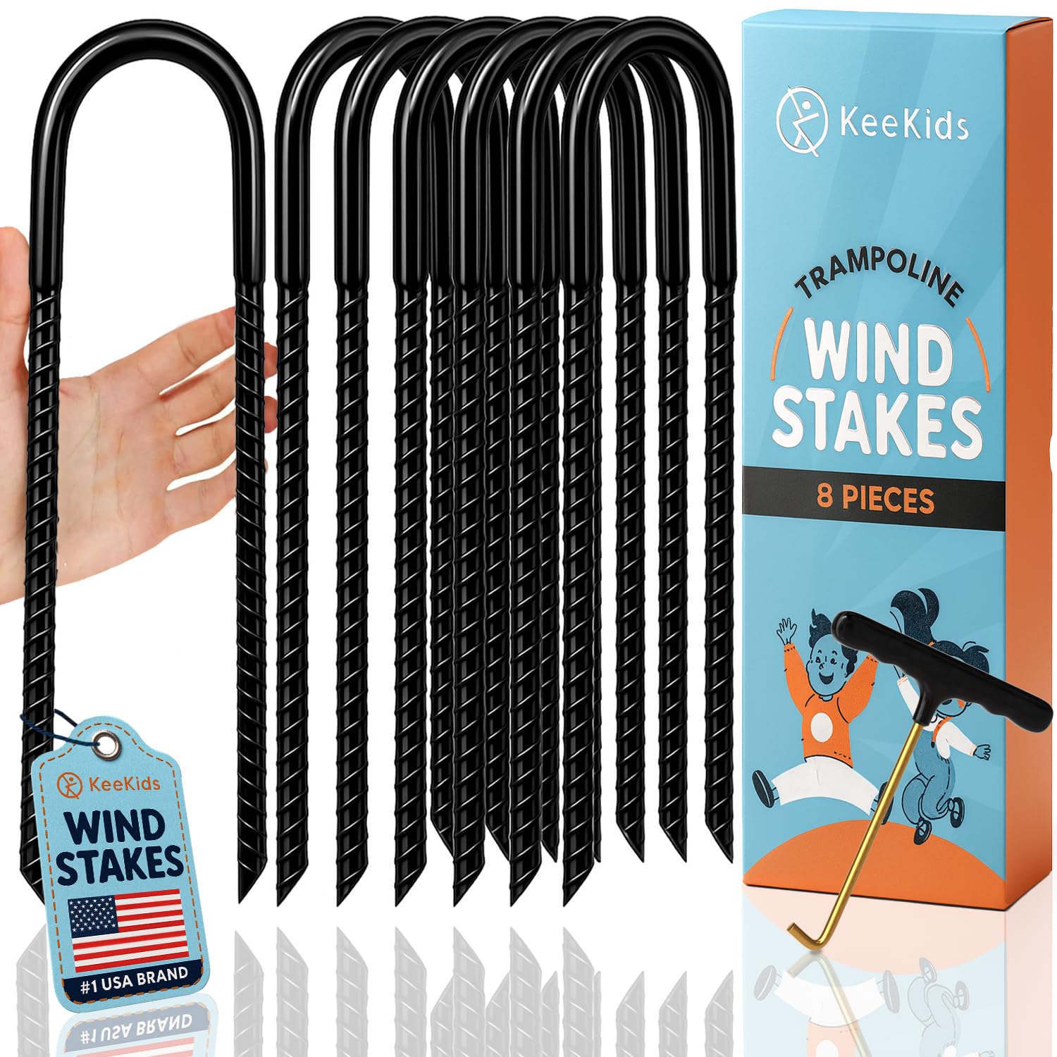 Photo 1 of Extra Strong Trampoline Stakes Anchors High Wind, Rebar Stakes, 12 Inch, Galvanized Steel, Easy Installation - Tent Stakes & Trampoline, Trampoline Accessories, U-Shaped Ground Stakes for High