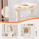 Yaheetech Cat Tree 92cm Multilevel Tower with Double Condo Beige view 9