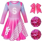 Kids Cheerleader Costume for Girls Cheer Dress Halloween Party Cosplay