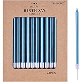 PHD CAKE Blue Long Thin Metallic Birthday Candles, Cake Candles, Birthday Parties, Wedding Decorations, Party Candles