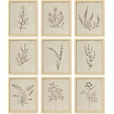 97 Decor Botanical Wall Art - Vintage Botanical Prints, Plant Art Wall Decor, Neutral Floral Wall Art Pictures, Beige Flower Poster Paintings, Flower Sketch Drawing for Bedroom (8x10 UNFRAMED)
