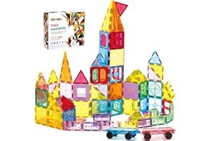 OugerToy 104PCS Magnetic Building Tiles, STEM Educational Stacking Blocks, Construction Toys for Kids Ages 3-9, Creative Toddler Boy Girl Christmas Birthday Gift