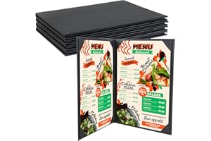 NATGAI 5 Packs Menu Covers 8.5" x 11", PU Leather Menu Cover Menu Holders, Waterproof 2 View Restaurant Menu Covers, Fit for Restaurant Bar Cafe Hotel Wine List (2 View, 8.5"×11")