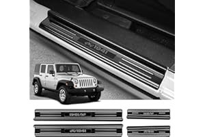 ZZEQYG 4 Pcs Stainless Steel Door Sill Protector Compatible with Jeep Wrangler JK Unlimited JKU Sport Sahara Rubincon 2007-2017 Accessories Front and Rear Door Car Door Sill Guards Trim