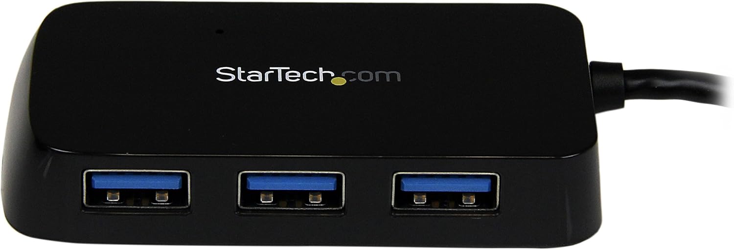 StarTech 4-Port USB 3.0 Hub with Built-in Cable - SuperSpeed Laptop USB Hub - Portable USB Splitter - Mini USB Hub (ST4300PBU3), Black: Computers & Accessories