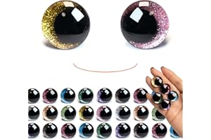 SEVENSUN 128 PCS 20mm Safety Eyes, Sparkling 3D Glitter Eyes with Washers, Doll Eyes Stuffed Crochet Eyes, Craft Doll Making Safety Eyes for Crocheting Amigurumi