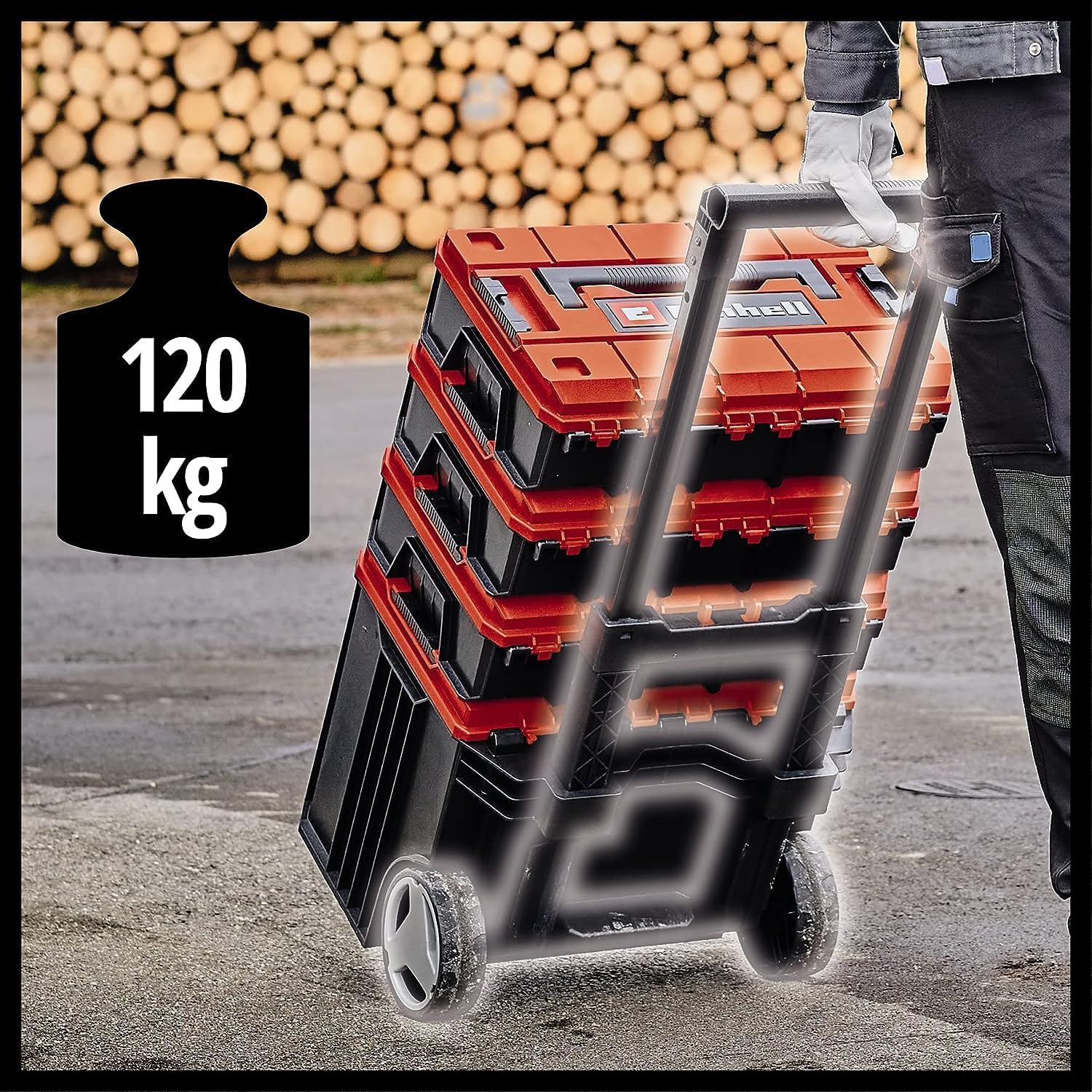 Original Einhell E-Case Tower Systemkoffer-Set (max. 120 kg, bestehend aus 3 Koffern inkl. Zubehör, Aufbewahrung & Transport von Zubehör und Werkzeug, stapelbar, verknüpfbar) 7