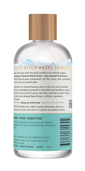 HUMPHREYS WITCH HAZEL NOURISHING TONER | WILD HARVESTED WITCH HAZEL & ALOE | ALCOHOL-FREE | NATURAL | HYDRATING | SOOTHING | 8 FL OZ