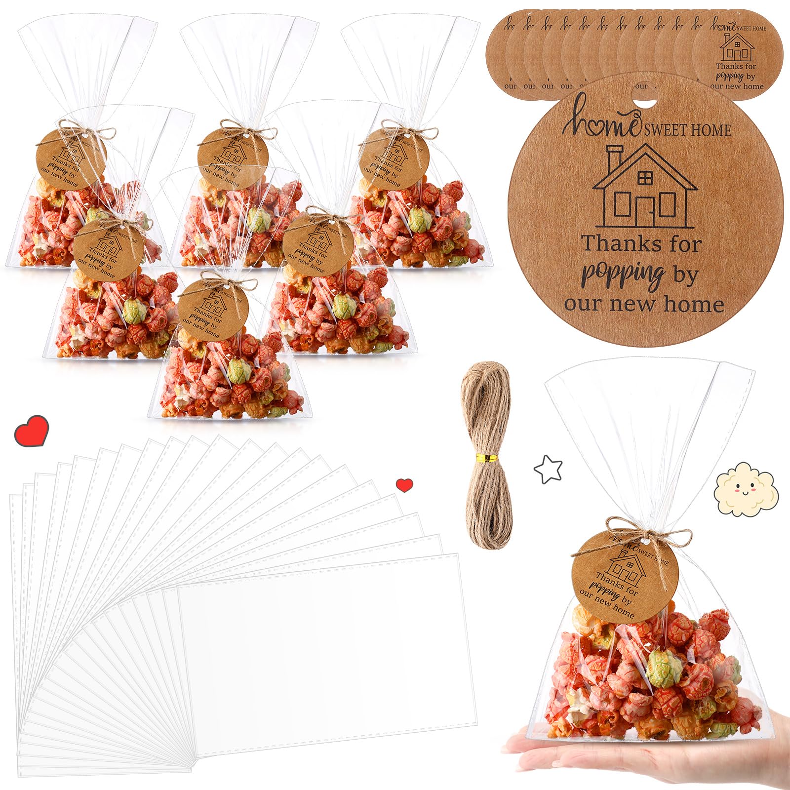 Gilprop 50 Sets House Warming Party Favors Housewarming Popcorn Bag ...
