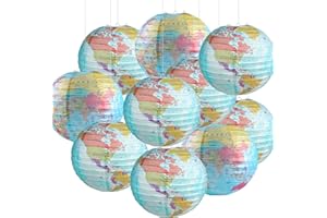 10 Pieces World Map Paper Lanterns 10 Inch Paper Globes Lanterns Map Classroom Lantern Decor Travel Map Hanging Paper Lantern