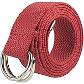 Gelante Canvas Web D Ring Belt Silver Buckle Military Style for men & women 1 or 3 pcs