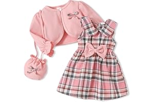 DORESBEBE Baby Girl Clothes Toddler Dresses Infant Fall Winter Outfits Little Coat Princess Cardigan Dress Set +Cute Bag