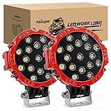 Nilight Led Light Bar 2PCS 7" 51w 5100LM Red Round