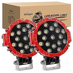 Nilight Led Light Bar 2PCS 7" 51w 5100LM Red Round