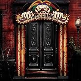 Halloween Door Banner Horrible Evil Clown Door Cover Halloween Decoration Set Bloody Theme Party Porch Banner for Creepy Carnival Welcome Party Supplies Horror Holiday Indoor Outdoor Decorations