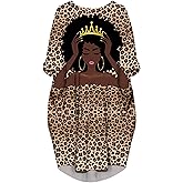 AZPSRT Fashion Women's African American Art Print Dress Casual Loose Dresses