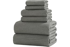 XIQ 40x80 Inch Oversized Bath Sheets Towels for Adults Waffle Weave Microfiber Extra Large Bath Towels for Bathroom(Green,6PCS)
