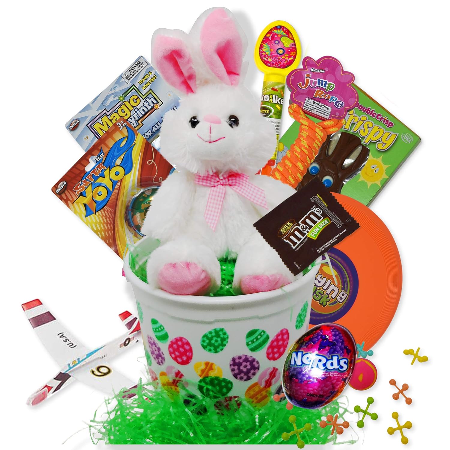 easter baskets filled with candy and toys