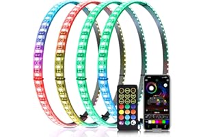 Tavaray 4PCS 17" RGB LED Wheel Ring Lights with APP & Remote Control, 178+DIY Dynamic Modes w/Turn Signal Braking and Reverse Function, IP67 Waterproof Wheel Lights for Trucks Pickups Cars Offroad