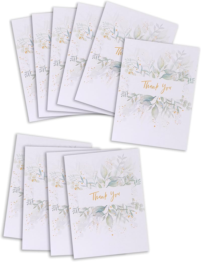 UK Greetings Multipack 10 Thank You Cards with Envelopes Botanical Design