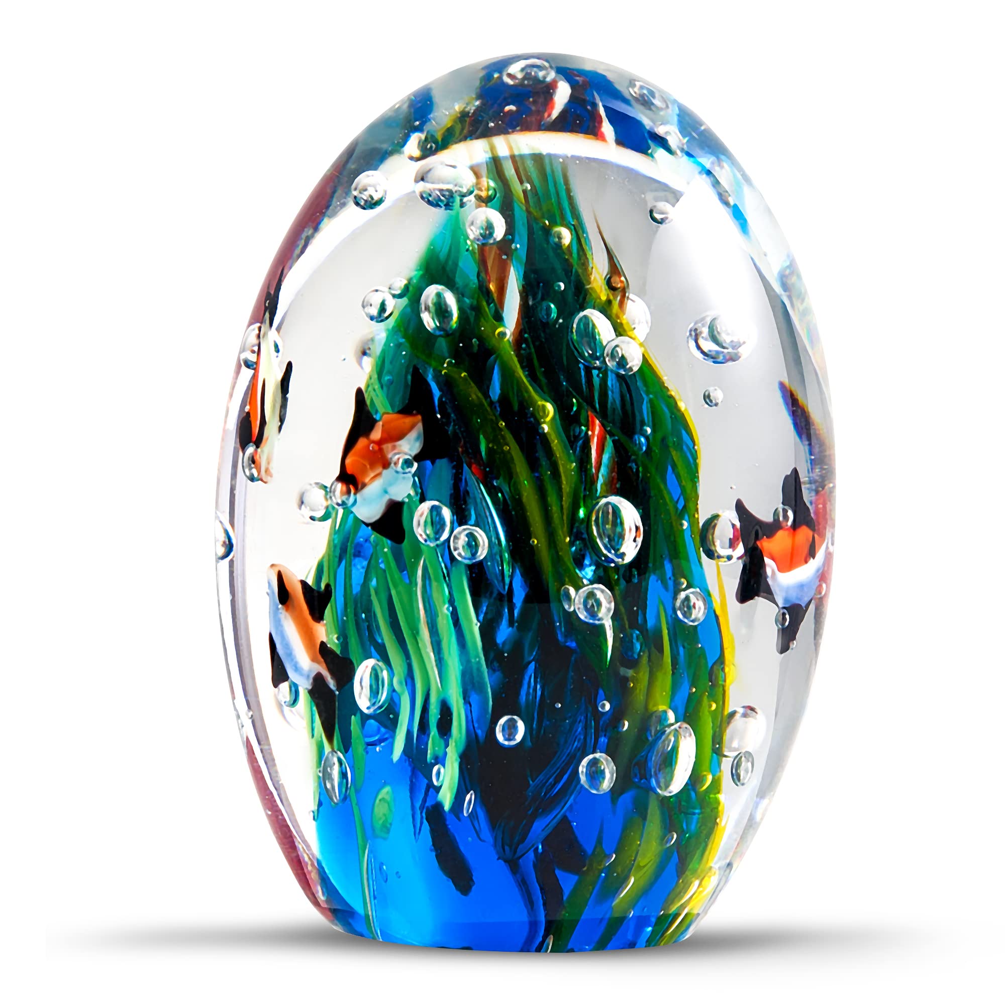 EUSTUMA Hand Blown Underwater World of Glass,Office Paperweight Glass for Desk,Home Decor Collectible,Aquarium Decor,Office Decor Ocean Lovers