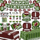 Football Birthday Party Decorations,Football Party Supplies Includes Plates,Napkins,Touchdown Tablecloth,Cups,Banner,Balloon,Fork,Cupcake Topper for Sport Game Day Tailgate Themed Party Decor,Serve 24