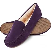 Floopi Women Slippers Moccasins, Soft Faux Fur Lining with Cozy Memory Foam, Ladies House Slippers for Women with Indoor &amp; Outdoor Anti-Skid Sole