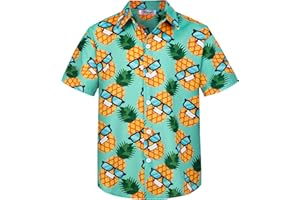 Yoimira Hawaiian Shirts for Boys,Boys Hawaiian Shirt Button Down,Aloha Shirt Boys Summer Beach Shirts for Kids 7-14 Years