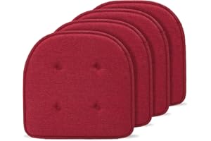 Tromlycs Dining Room Chair Cushions Set of 4 for Dining Kitchen Chairs Pads Seat Cushions Indoor Non Slip U Shaped 17 x 16 Inch Red