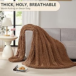 L'AGRATY Chunky Knit Blanket - Soft Chenille Yarn