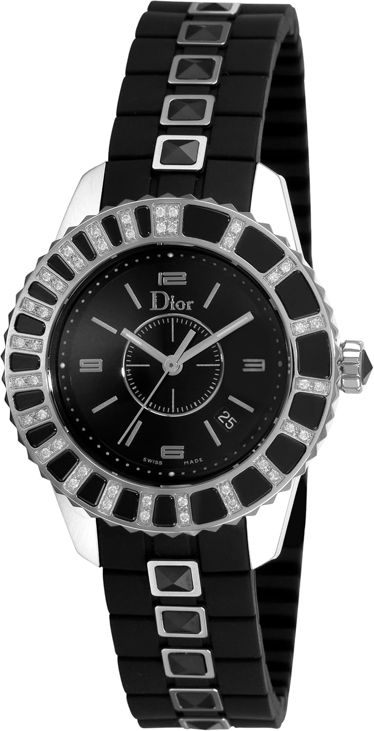 Christian Dior Women's CD113115R001 Christal Diamond Black Dial Watch