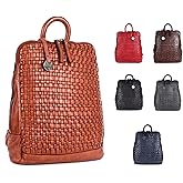 VILENCA HOLLAND 12.5 Inch Genuine Leather Backpack for Women and Men, Cognac Leather Backpack with Adjustable Shoulder Strap