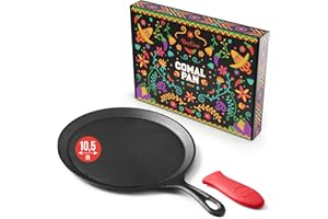 Uno Casa Cast Iron Comal Pan 10.5 Inch - Skillet for Roti/Comal Pan, Tawa/Dosa Pan Pataconera, Comales para Tortillas - Comal Para Tortillas Grande - Cast Iron Griddle - Flat Cast Iron Griddle