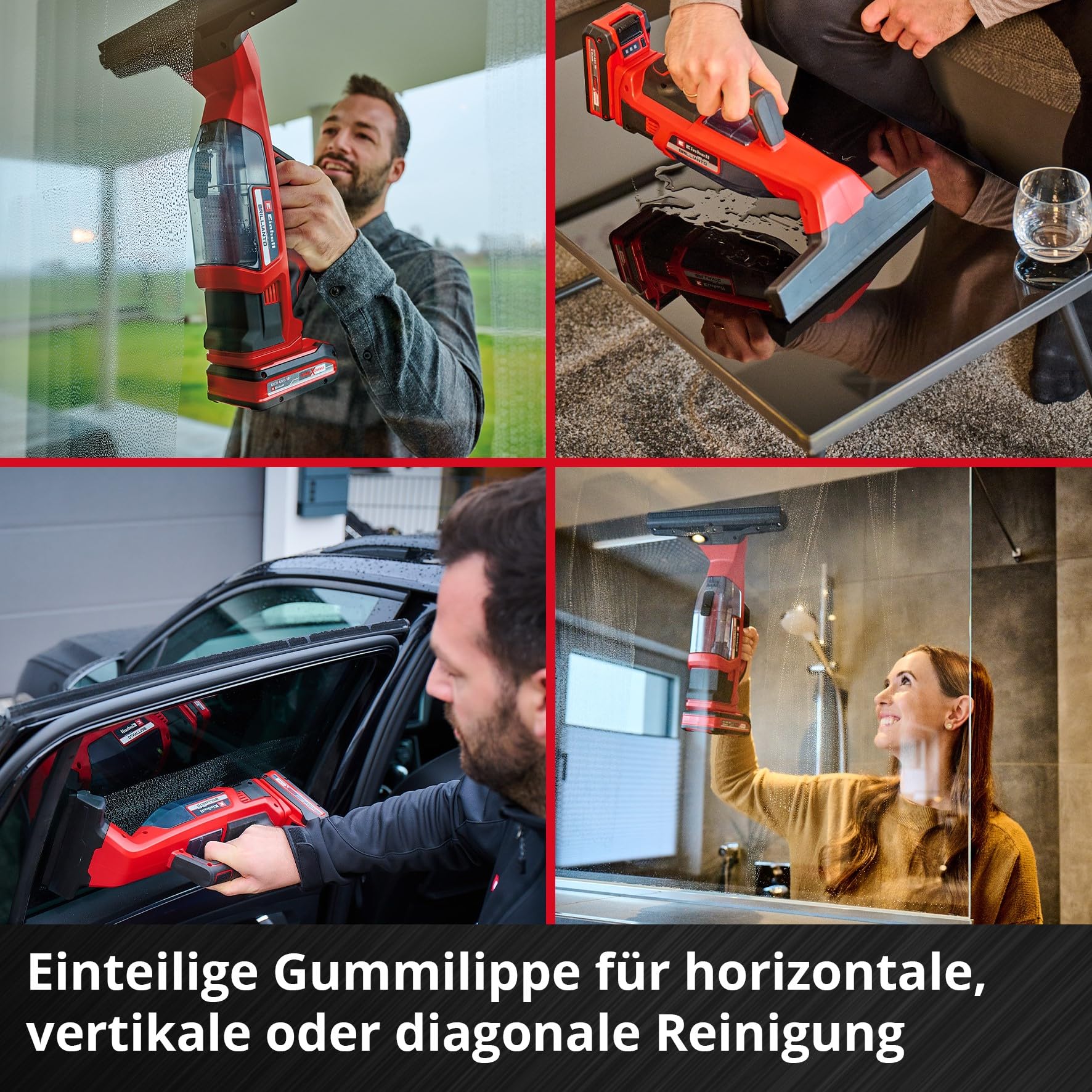 Einhell Akku-Fensterreiniger BRILLIANTO Power X-Change (18 V, 28 cm Lange Saugdüse, streifenfreie Reinigung, inkl. Sprühflasche mit Mikrofasertuch, ohne Akku) 6