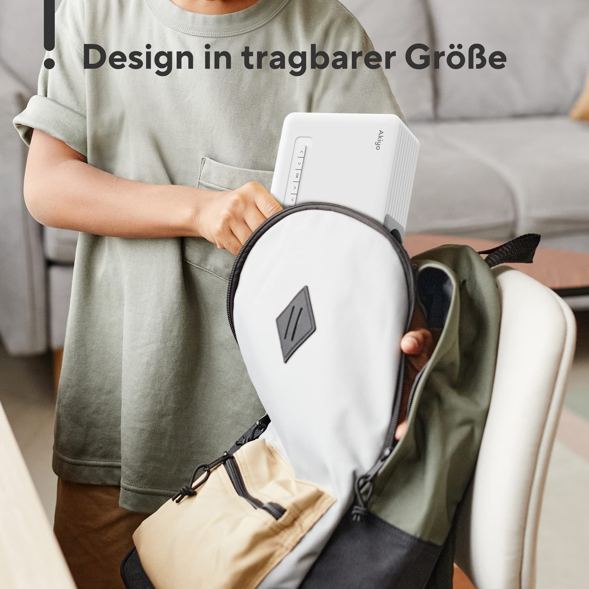 Mini Projector [Car Keystone & 2025 Upgraded] AKIYO O1 Projector Small 1080P Supports 360° Rotatable 15000L Projector for Home Cinema, 50% Zoom Outdoor Projector Compatible with Smartphone/TV Stick