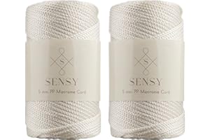 S SENSY 2 Skeins of Sensy Premium 5mm 104 Yards Polyester Rope 100% Polypropylene Cord Macrame Cord 5mm Crochet Bag Cord Macrame Rope Crochet Thread Gift for Knitter (Ecru)