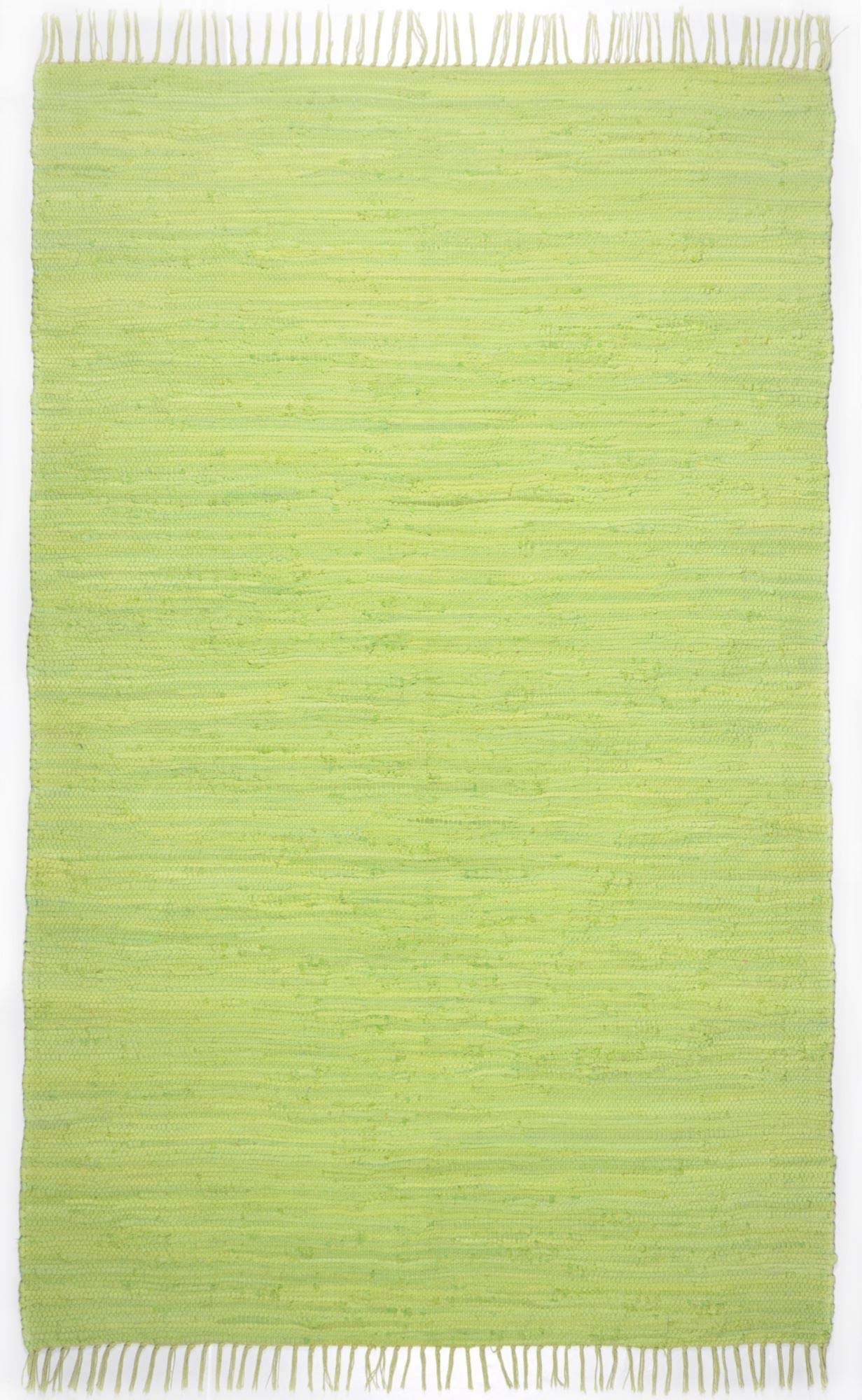 Theko Dhurry Rug 100% Cotton Flat Weave Rug Happy Cotton Hand Woven Colour: Green 40 x 60 cm