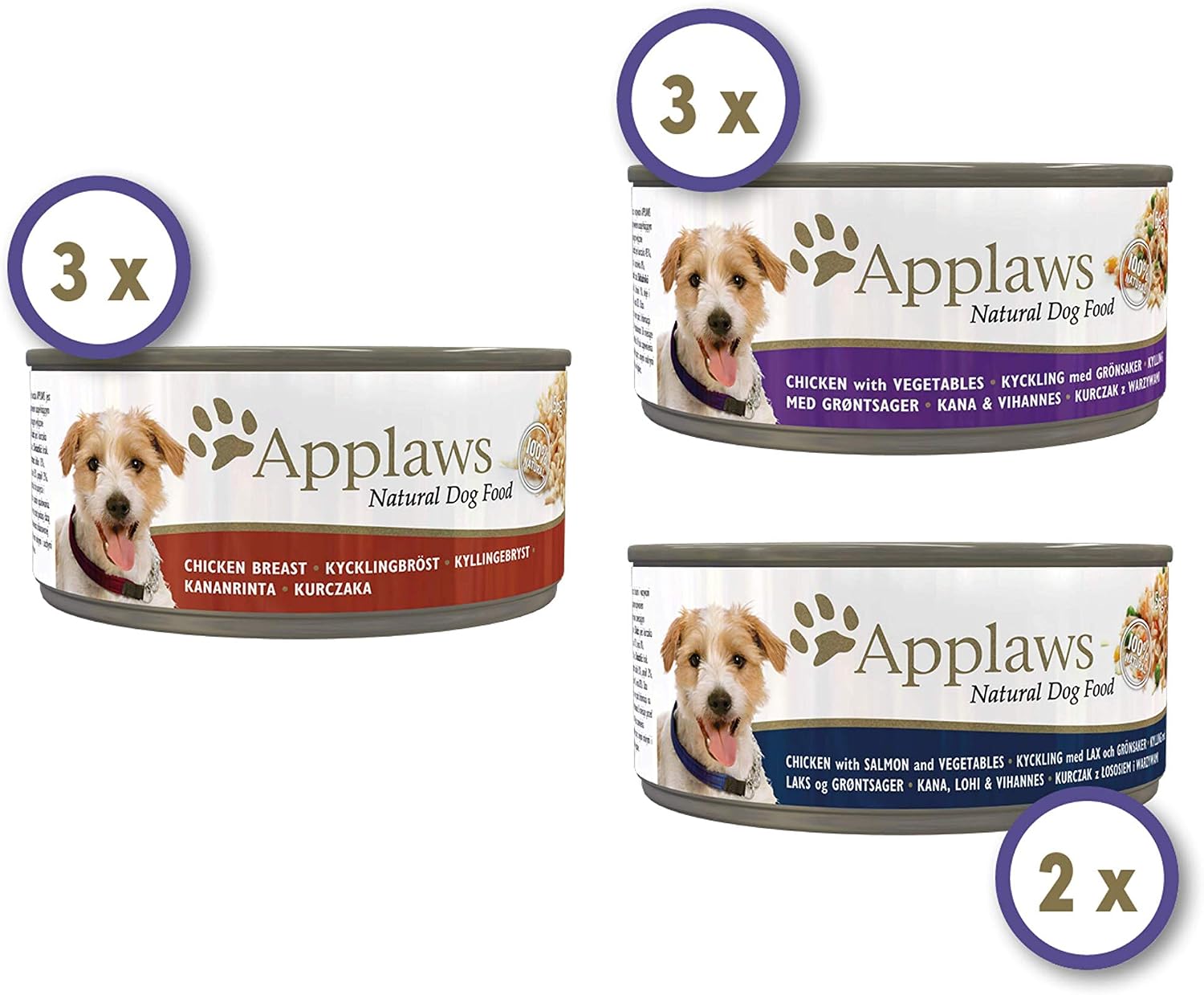 Applaws 100% Natural Wet Dog Food, Chicken Selection Multipack 156g Tin, 8 x 156 g Tins, May Vary, 1.25 kg (Pack of 1) - Image 3